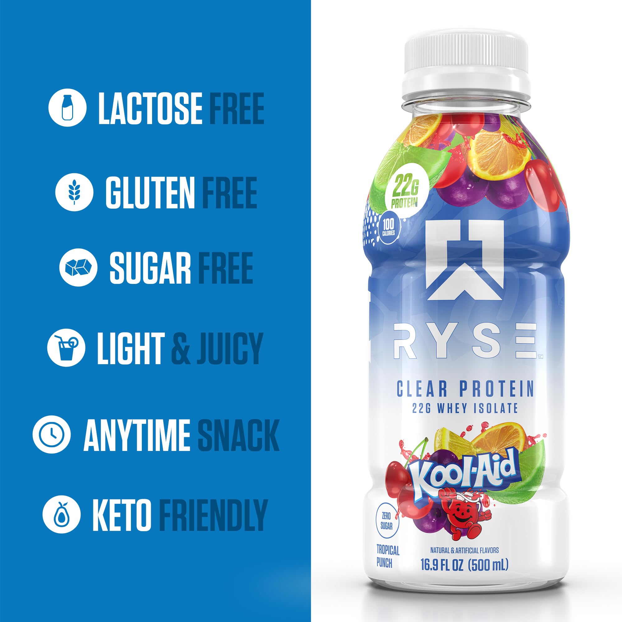 RYSE Clear Protein Drink post-workout scene emphasizing lean recovery and hydration