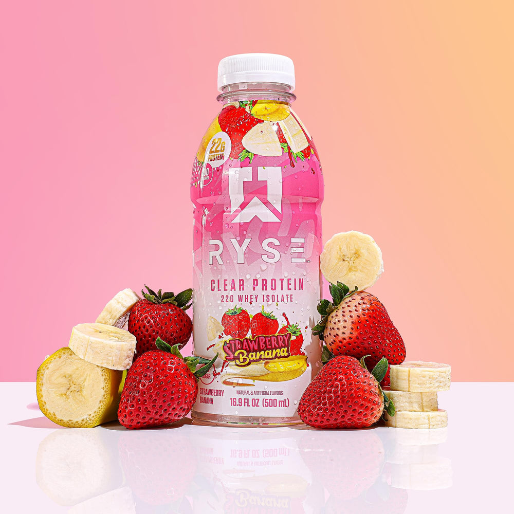 RYSE Clear Protein Drink Strawberry Banana on-the-go: easy grab-and-go protein option