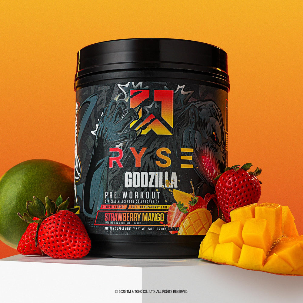 RYSE Godzilla Beta-Alanine bottle emphasizing endurance support