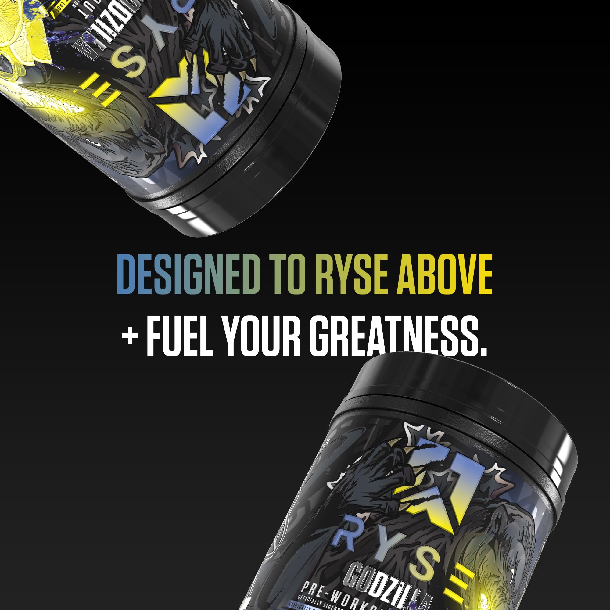 Morning training setup with RYSE Godzilla X Noel Deyzel Pre Workout ready to mix.