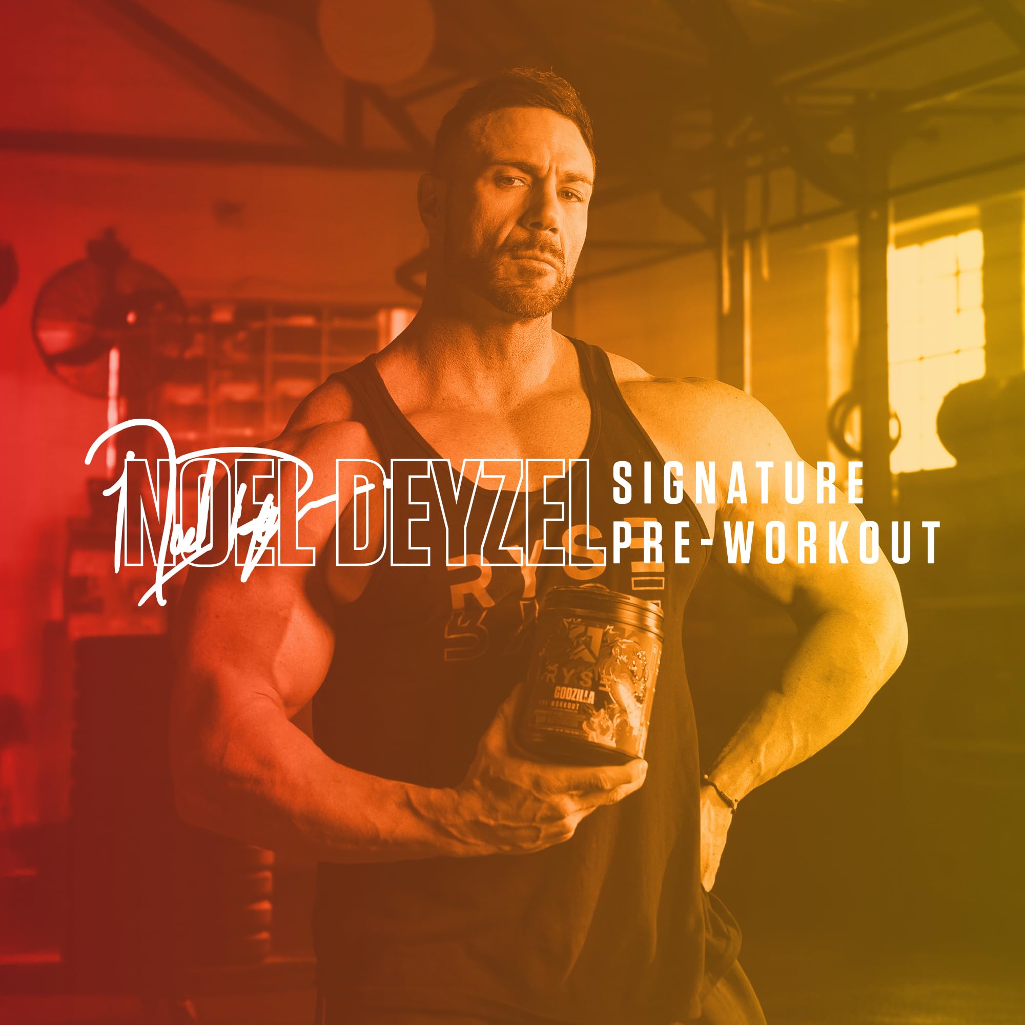 RYSE Godzilla Noel Deyzel collab packaging for pre-workout enthusiasts