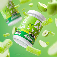 RYSE Loaded Sour Punch Green Apple flavor close-up for palate appeal.