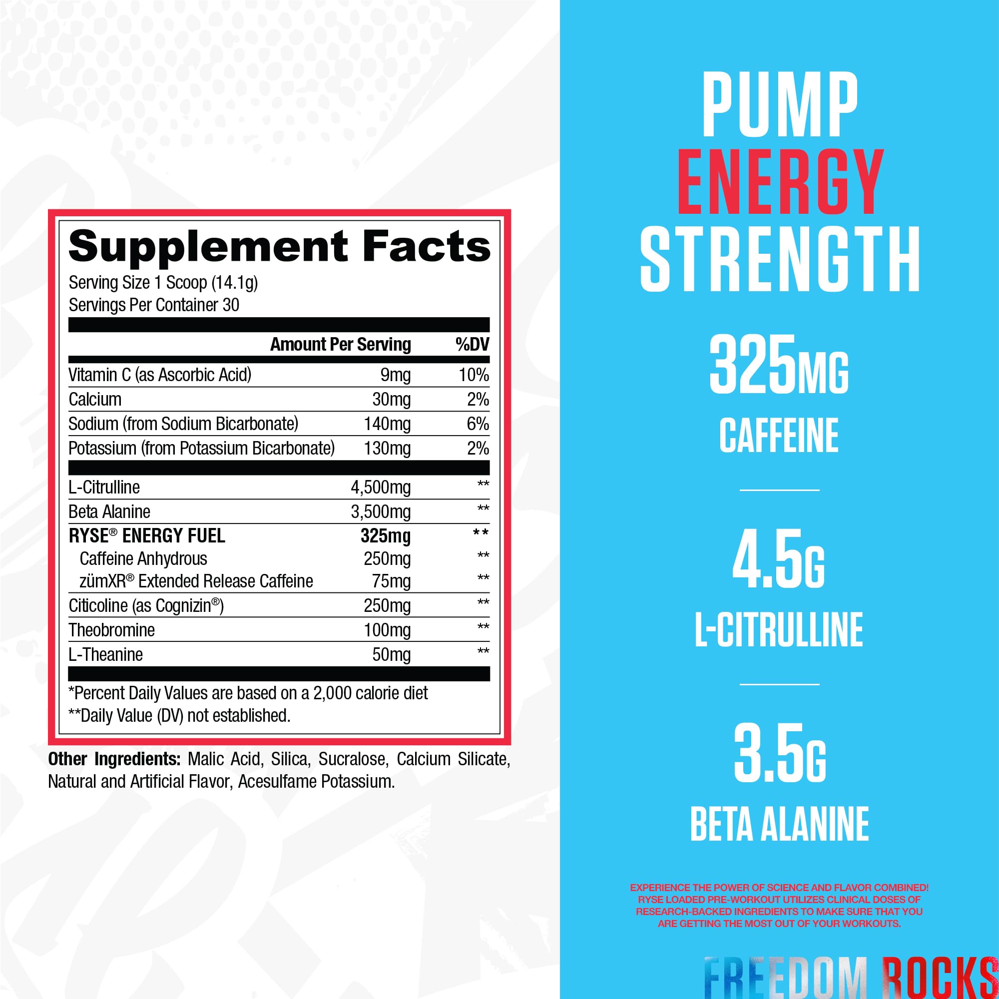 Scoop beside label highlights Citrulline for better pumps.