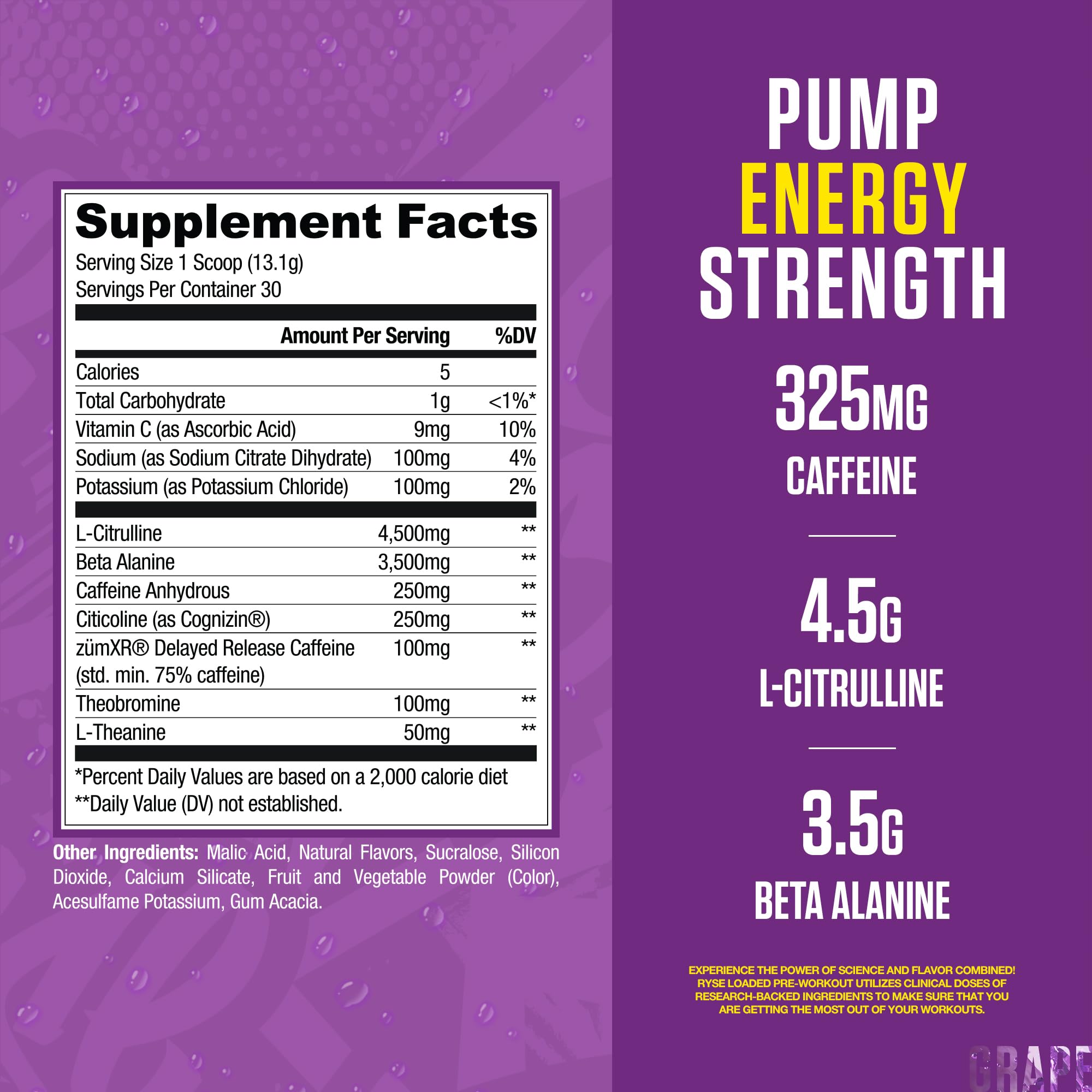 RYSE Kool-Aid Grape powder in glass shows a ready-to-workout energy boost.