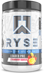 RYSE Loaded Pre Workout Powder Strawberry Squeeze scoop ready for a clean pump and focus.