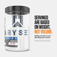 RYSE Loaded SunnyD Tangy Original nutrition facts close-up detailing caffeine content