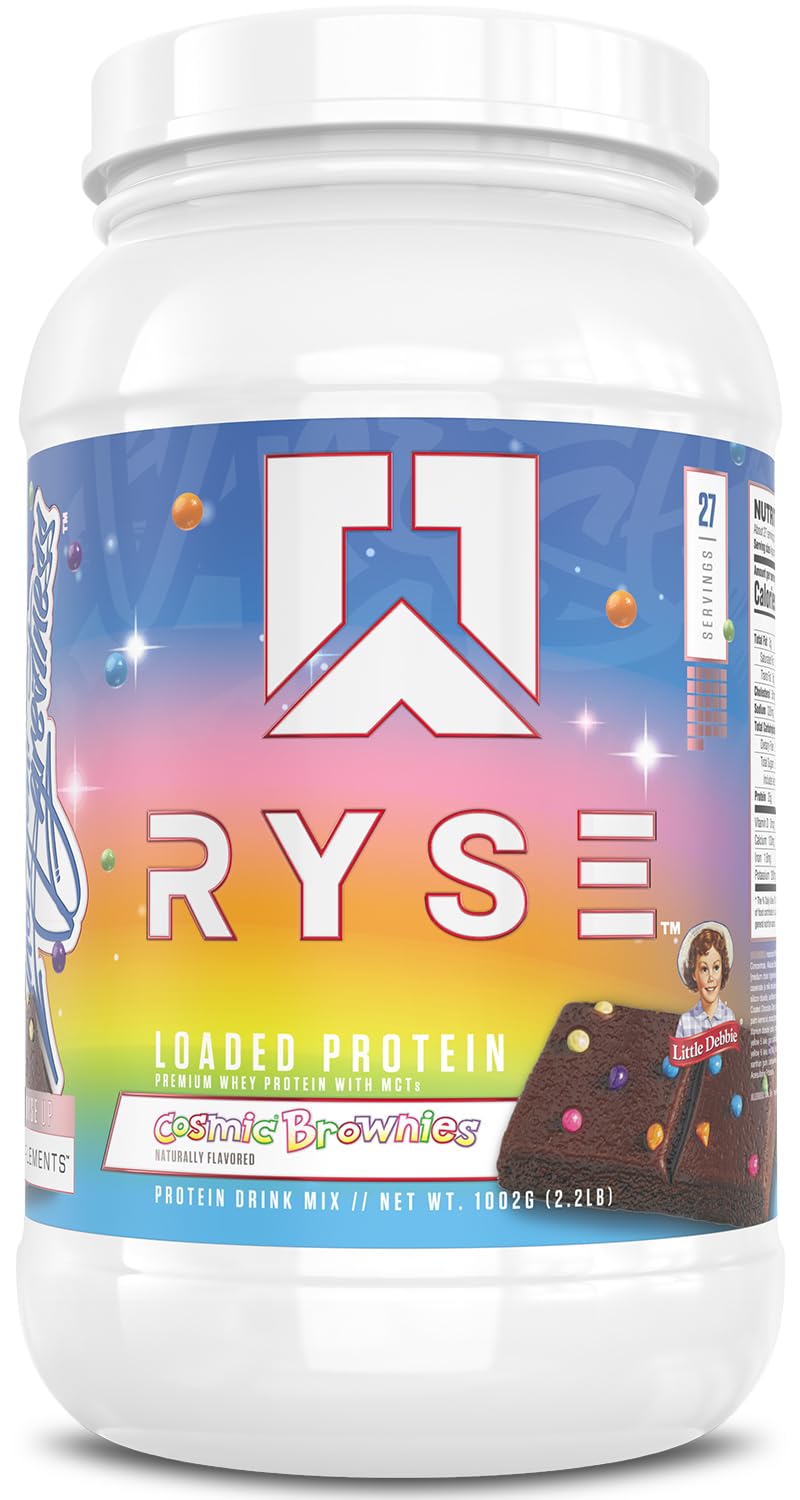 RYSE Loaded Protein Little Debbie Cosmic Brownie scoop for post-workout recovery