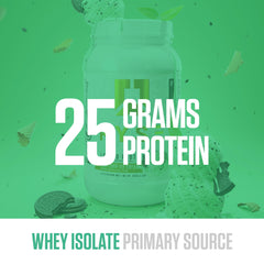 RYSE Loaded Protein Mint Chip pour into shaker shows fast-absorbing protein option