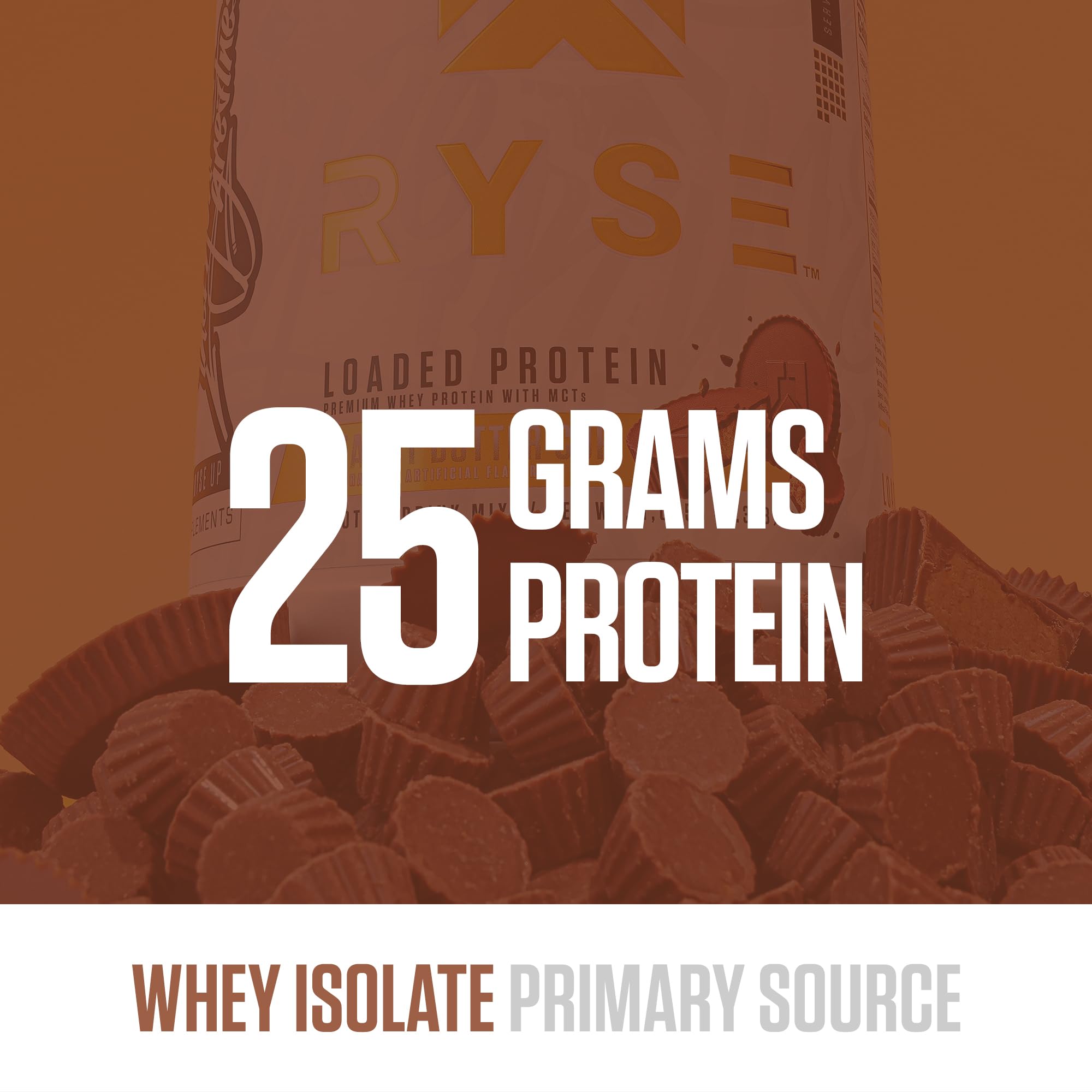 RYSE Loaded Protein Peanut Butter Cup shake glass ready to blend.