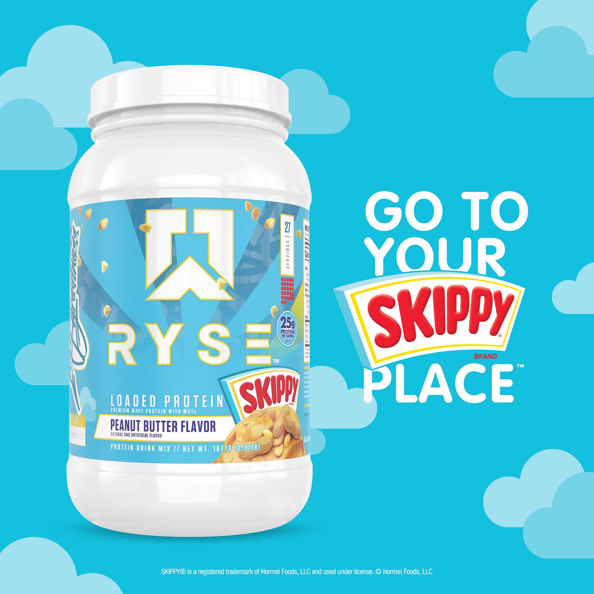 RYSE Loaded Protein Powder Skippy Peanut Butter MCTs icon indicates clean energy support