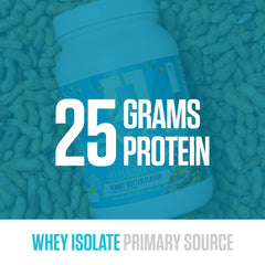 RYSE Loaded Protein Powder Skippy Peanut Butter shake glass showcases a convenient, low-carb option