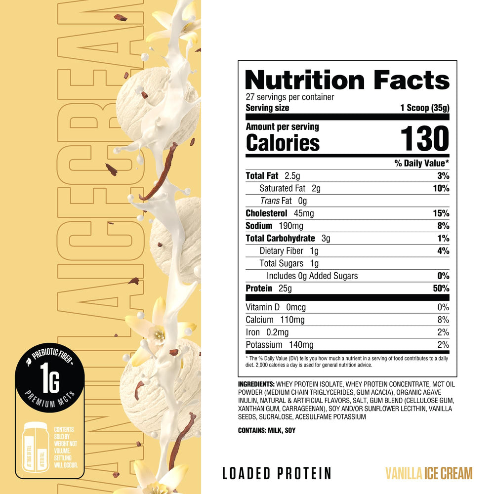 Close-up of RYSE Loaded Protein Powder texture showing smooth mix.