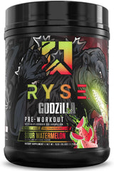 RYSE Godzilla Noel Deyzel sour watermelon scoop for an energizing pre-workout boost