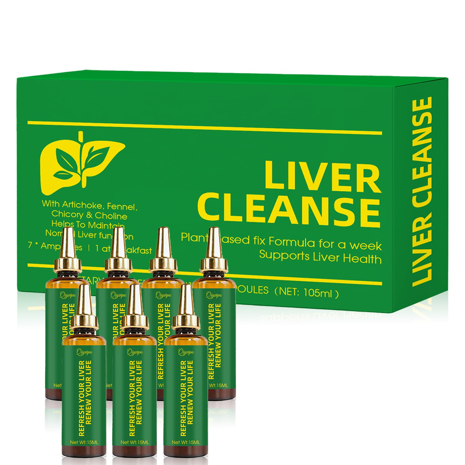 Ryurop Liver Detox Ampoules pack on white background, convenient 21-day cleanse.