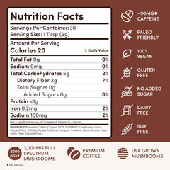RYZE coffee delivers 90 mg caffeine per serving for focused energy.