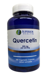 S Superior Health Quercetin 500mg packaging box highlighting carefully chosen ingredients.