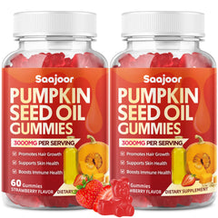 Saajoor pumpkin seed oil gummies bottle for convenient daily wellness support.