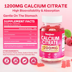 Saajoor calcium citrate gummies raspberry closeup highlights tasty sugar free calcium intake
