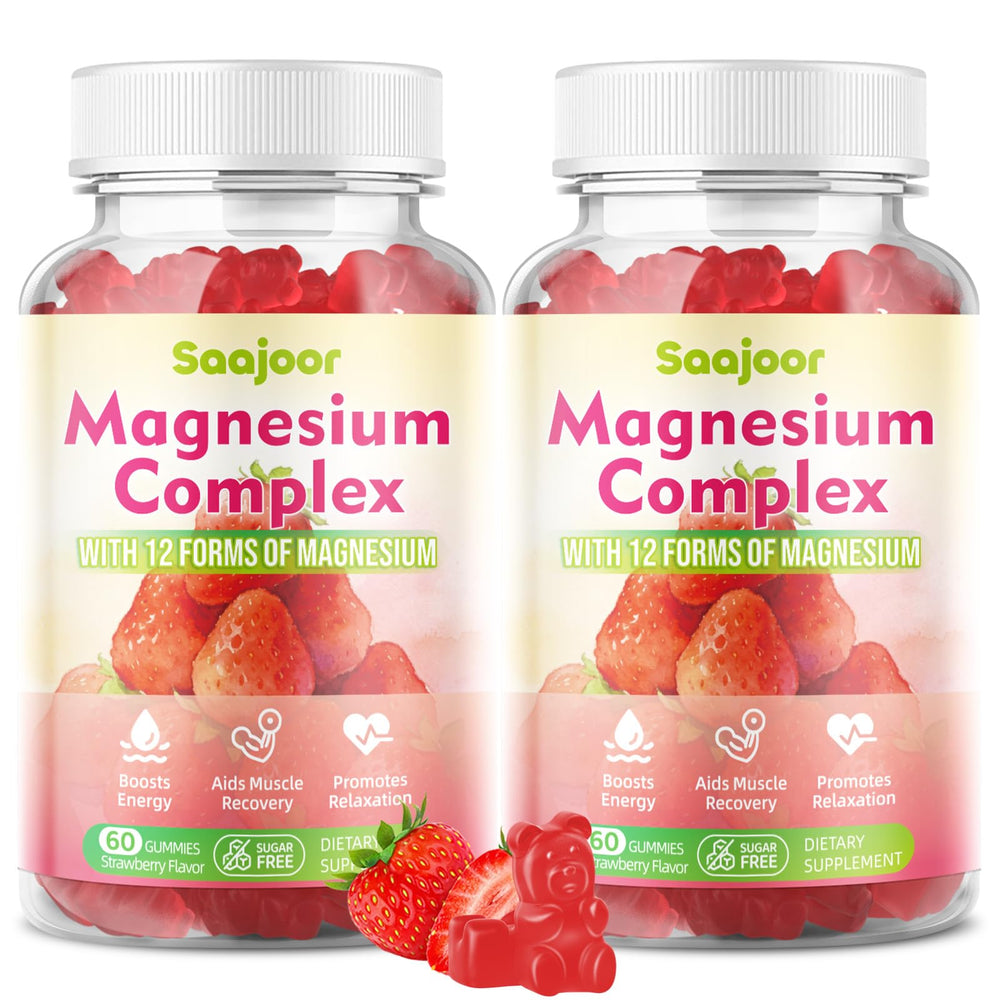 Saajoor magnesium complex gummies in a bottle for daily wellness and flavor.