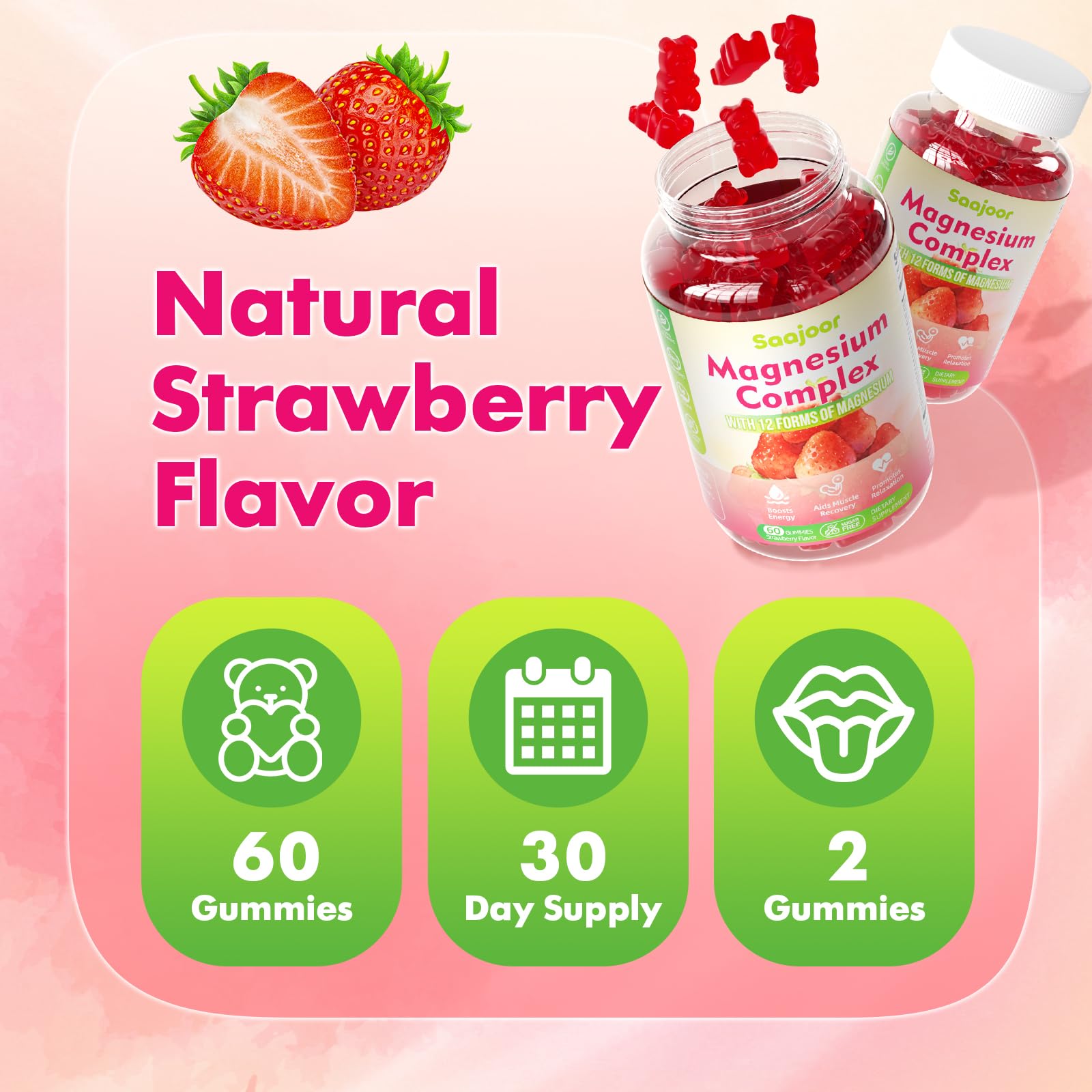 Saajoor gummies with B6, B12, C for daily energy support.