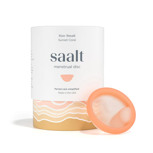 Saalt Disc Sunset Coral small, soft reusable option for all-day comfort.