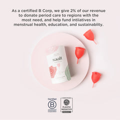 Saalt cup provides leak-free wear up to 12 hours.