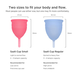 In-use Saalt cup showing easy insertion and reliable leak-free performance.