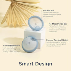 Saalt Menstrual Disc Duo in hand shows flexible silicone conforming to the body.