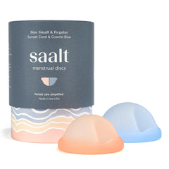 Saalt Menstrual Disc Duo packaging highlights a sustainable period care option.