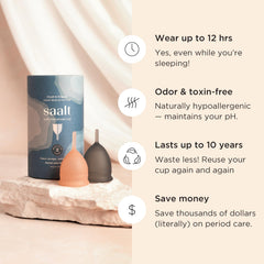 Saalt Soft Cup flexible stem for secure, gentle fit
