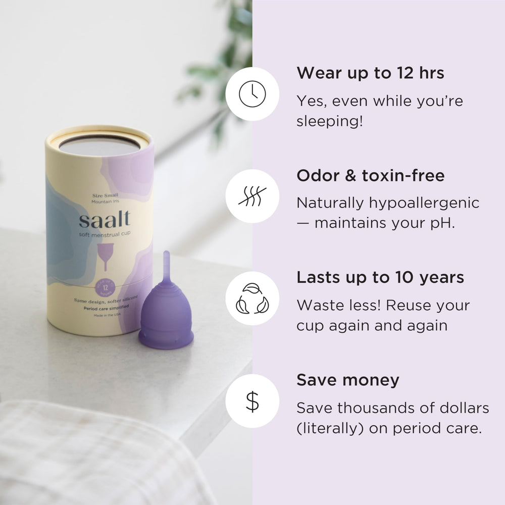 Saalt Soft cup demonstrating leak-free comfort during daily activities