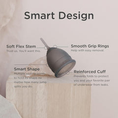 Close-up of Saalt Soft Cup silicone for a soft, flexible feel.