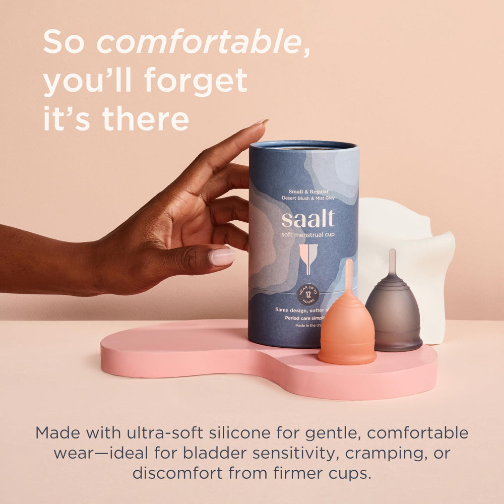 Saalt Soft Cup small size in desert blush for lighter flows