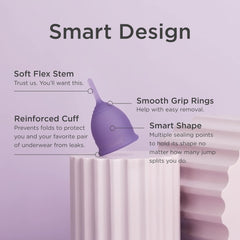 Saalt Soft period cup with a flexible stem for easy handling