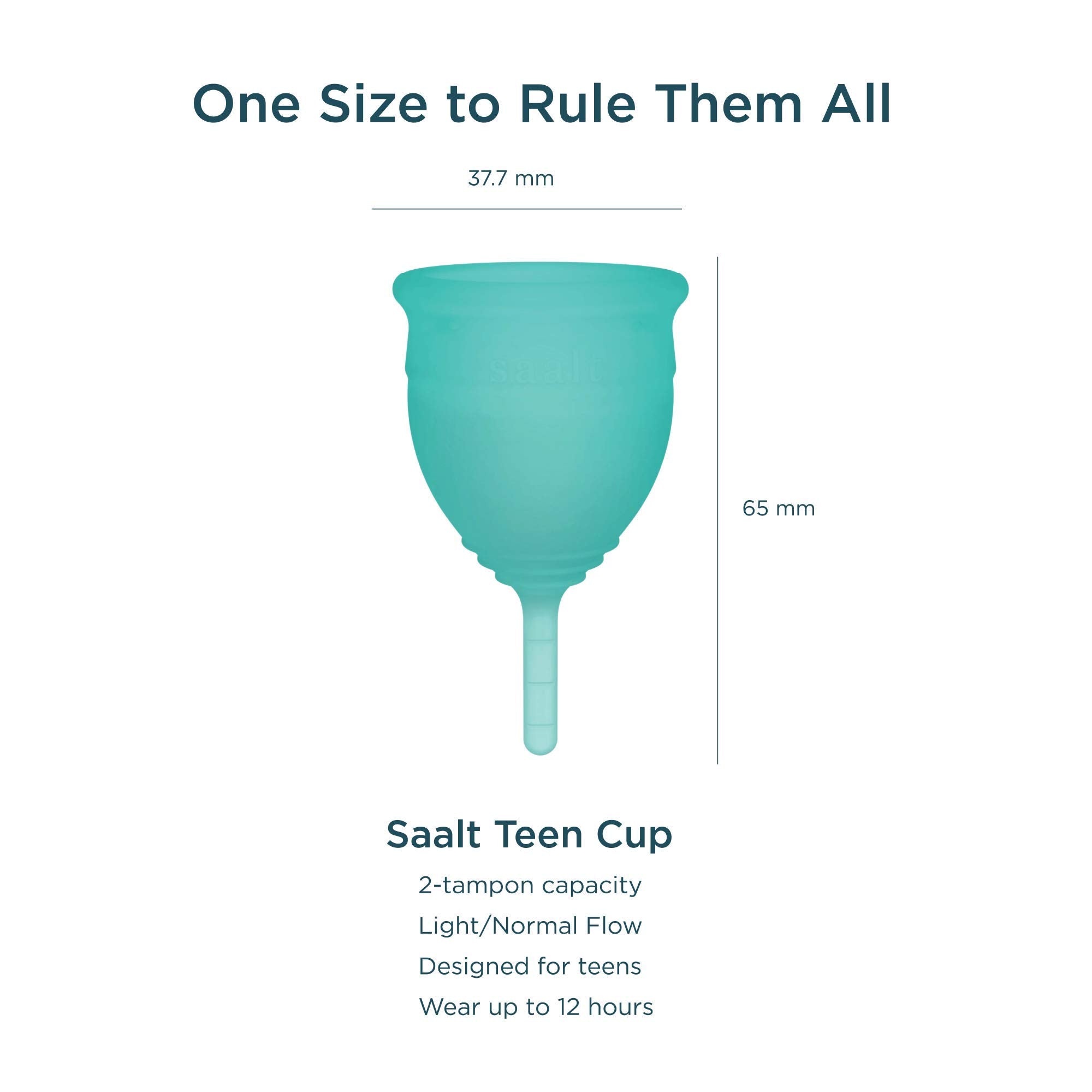 Saalt Teen Cup soft silicone design for gentle, secure fit
