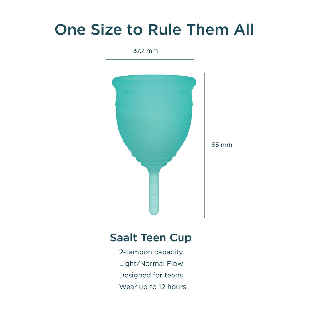 Saalt Teen Cup soft silicone design for gentle, secure fit