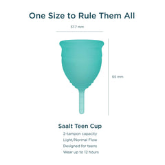 Saalt Teen Cup soft silicone design for gentle, secure fit