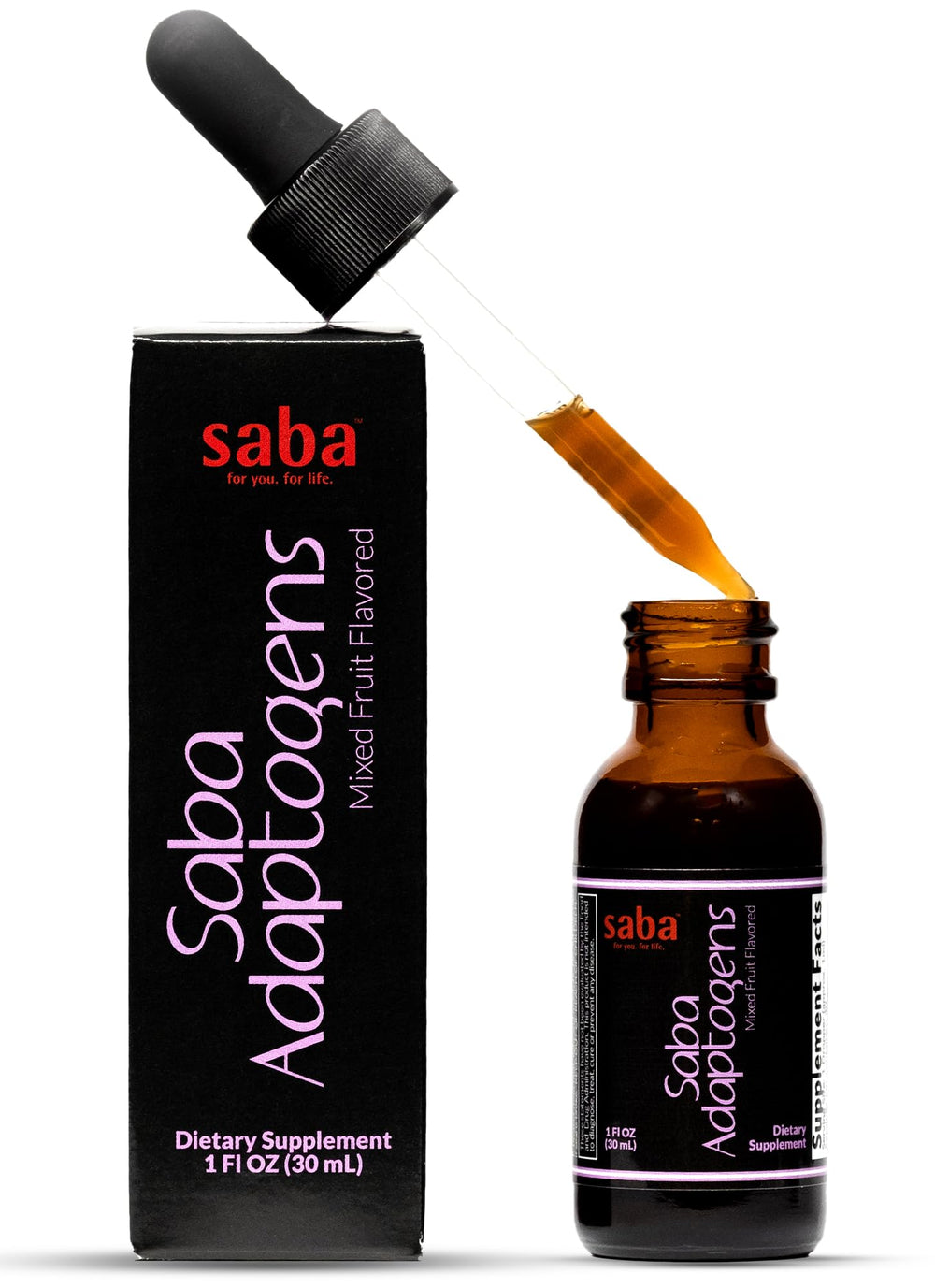 Saba Adaptogens eleuthero drops bottle for energy and resilience