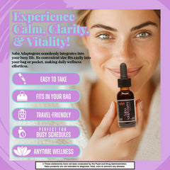 Saba Adaptogens mushroom drops with cap suggesting immune vitality