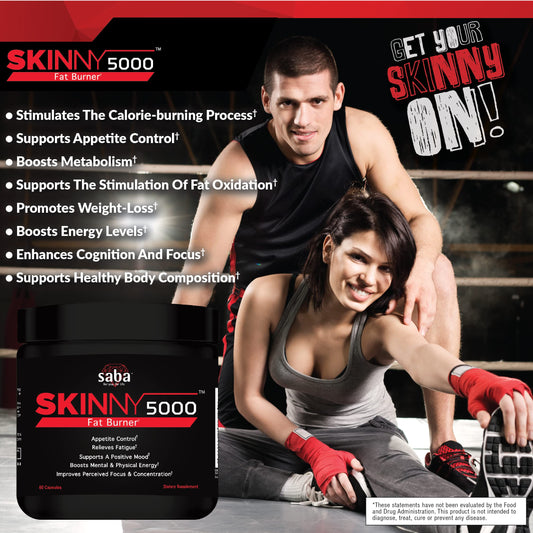 Close-up of Saba Skinny 5000 capsules for appetite control.