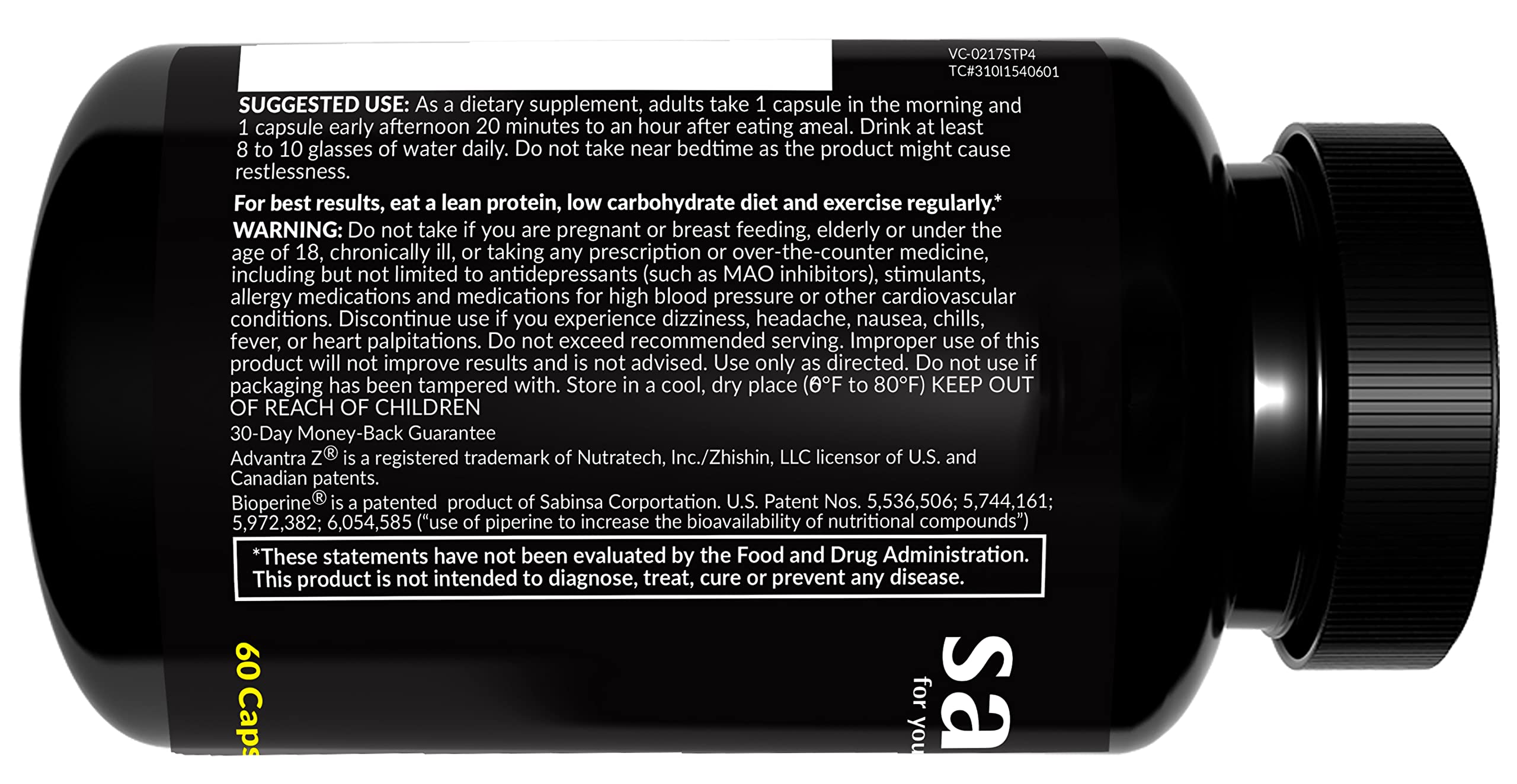 Saba TrimPro bottle label emphasizes metabolism boost for daily vitality.