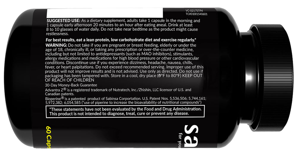 Saba TrimPro bottle label emphasizes metabolism boost for daily vitality.