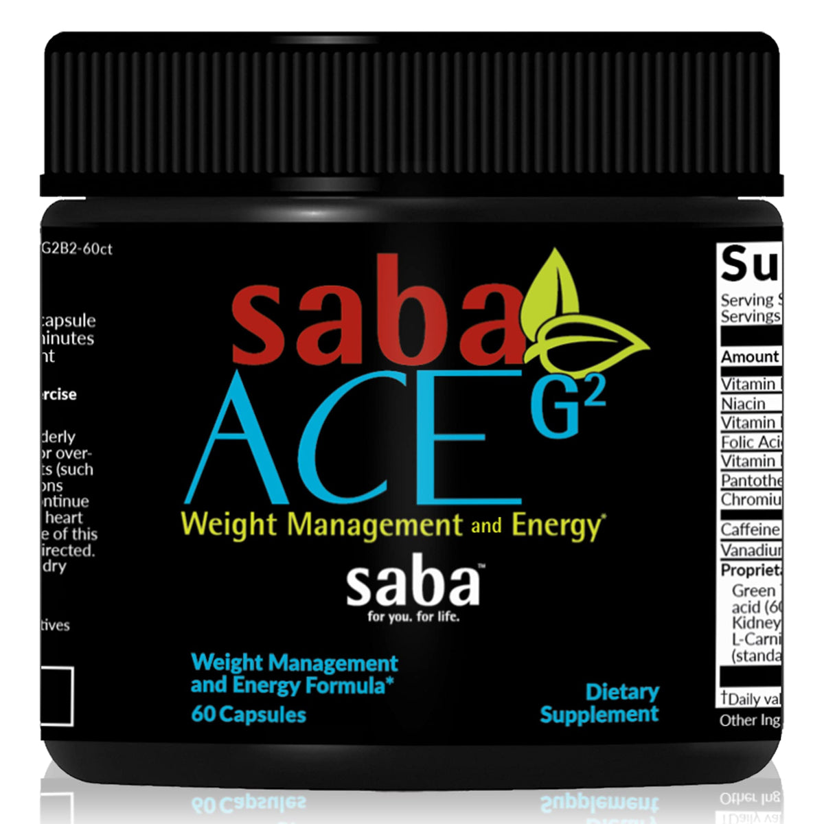 Saba ACE G2 bottle-front for on-the-go energy and focus.