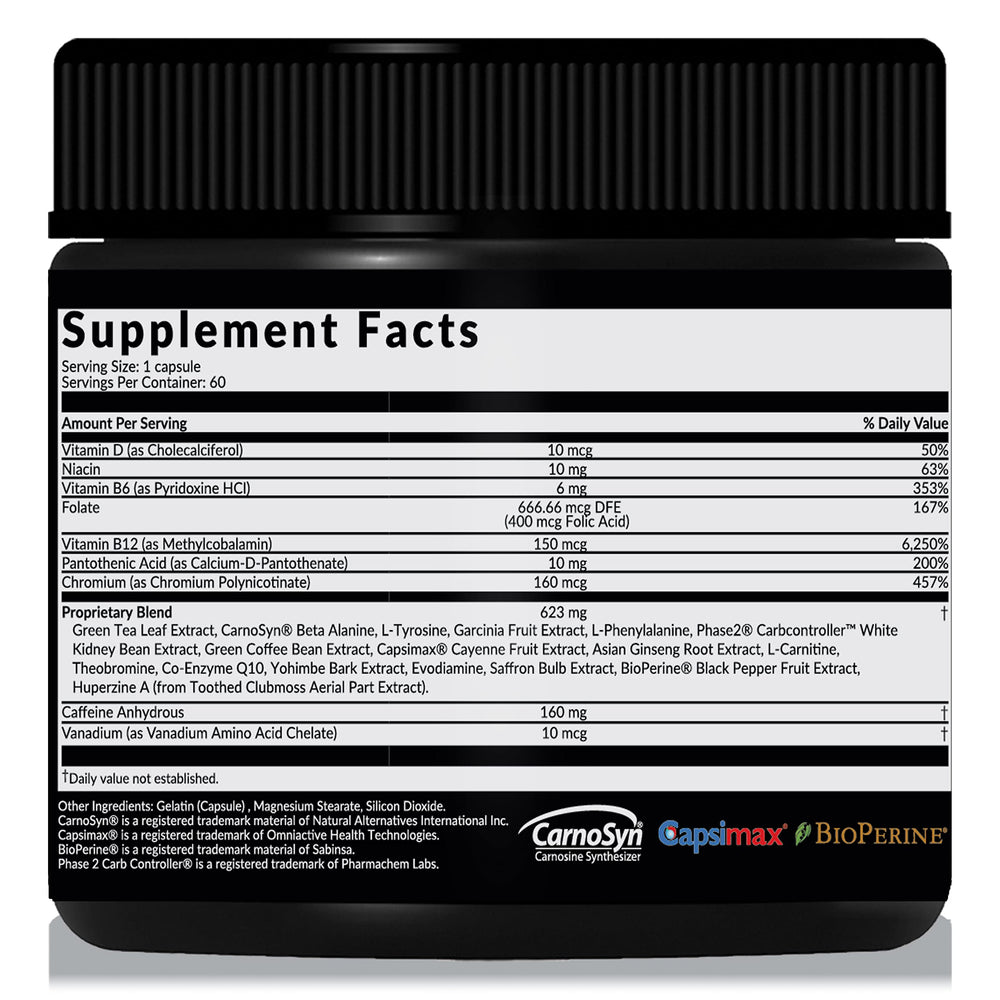 Saba ACE G2 label-closeup highlighting green tea extract and key ingredients.