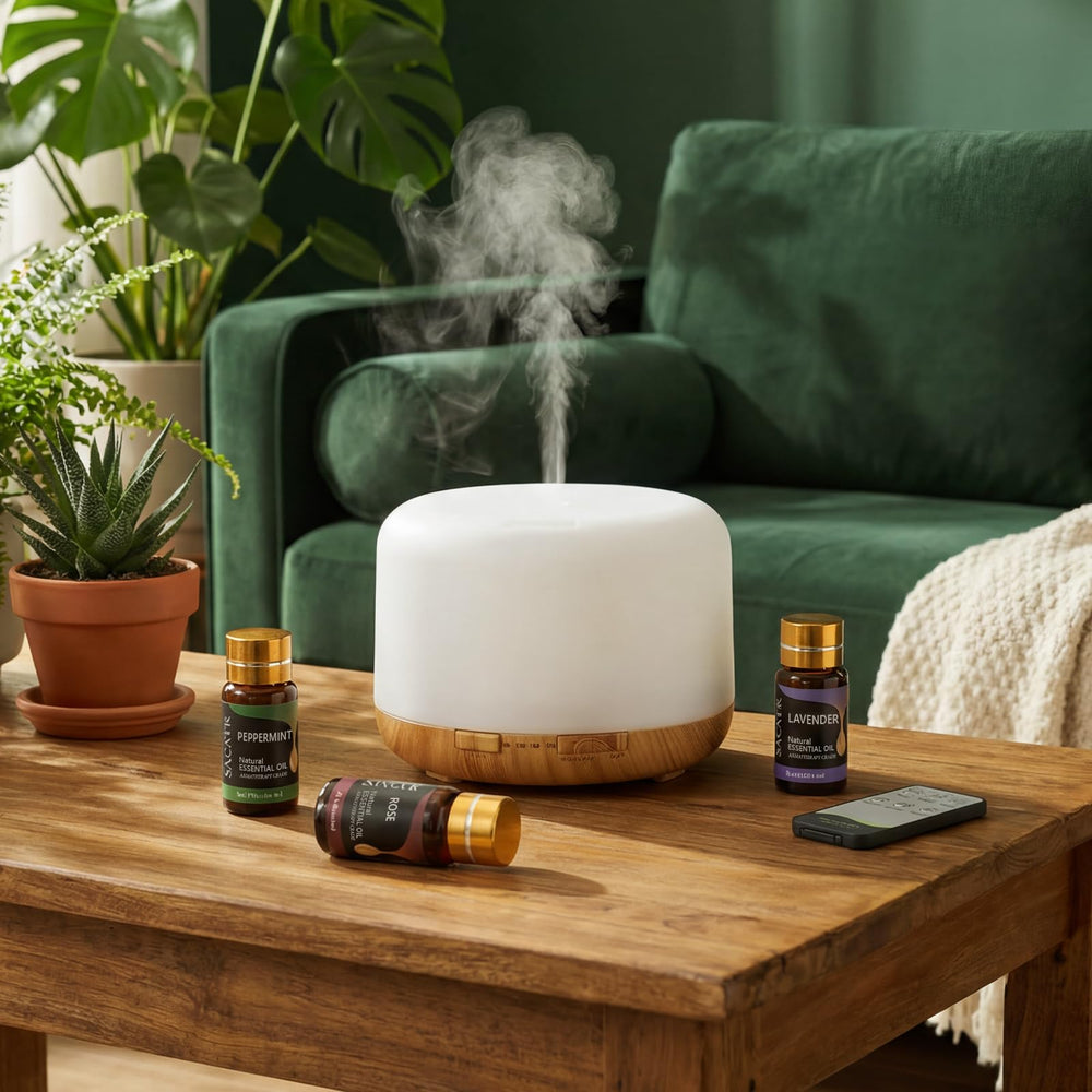 SACATR 50pcs essential oil set amber-glass box protects oils from light.