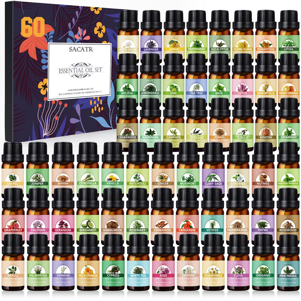 SACATR essential oil set with 60 bottles in a box for aroma diffusion