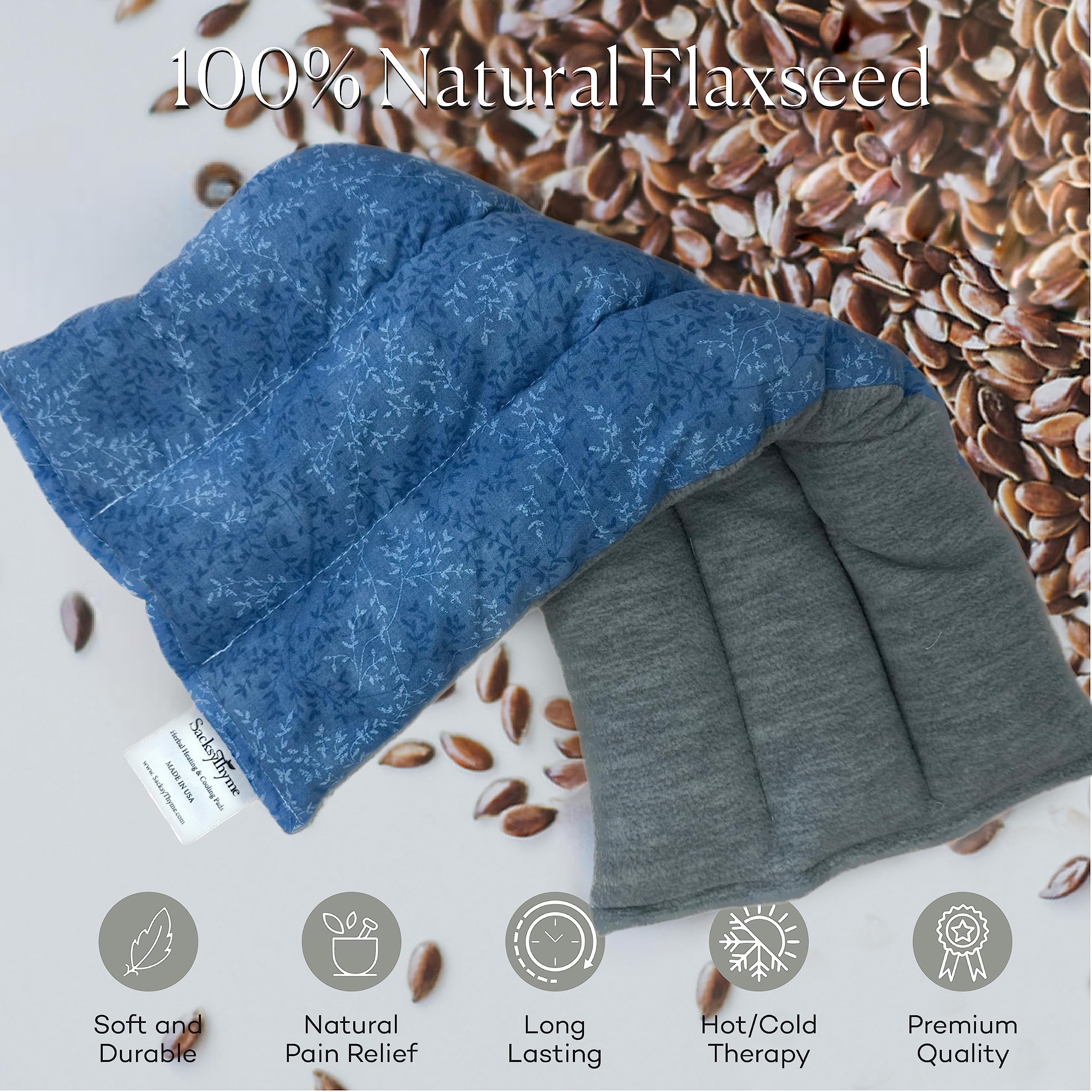 SacksyThyme heating pad shoulders laid flat for upper body comfort.