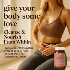 SACRALMOON capsules closeup supporting digestive comfort and feminine balance.