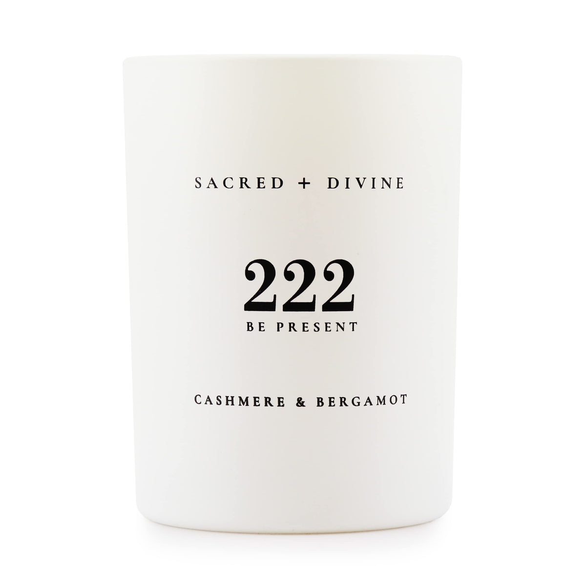 Sacred + Divine 222 Be Present candle jar promotes mindful presence.