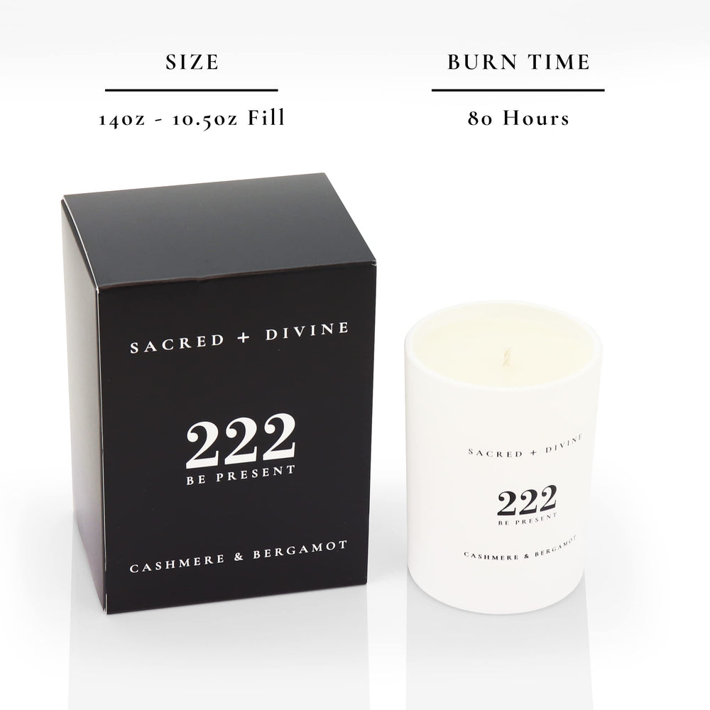 Sacred + Divine 222 Soy Coconut wax candle aroma and texture.